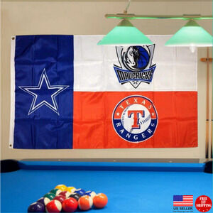 Dallas‎ Sports Teams Flag Banner Cowboys Rangers Mavs Gameday Mancave New 3x5 Ft